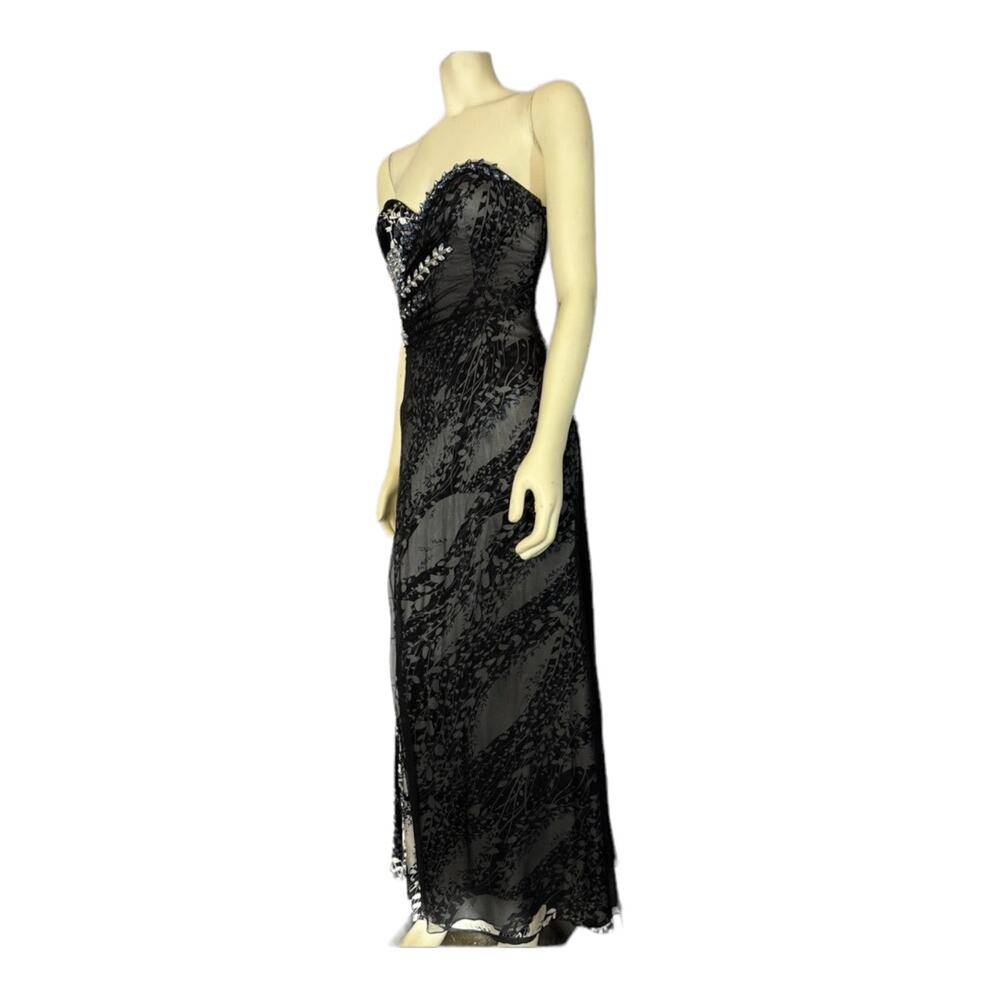 TERANI Couture 100% Silk Beaded Strapless Gown Size 6 - Picture 8 of 16